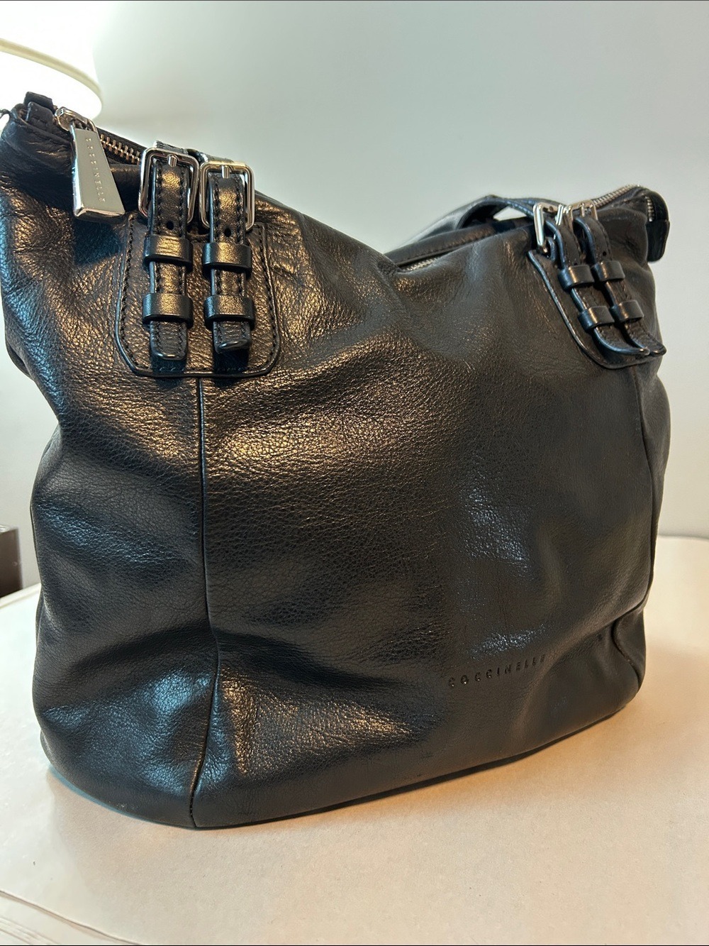 Coccinelle Black Leather Slouchy Shoulder Bag